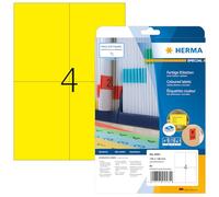 HERMA Self Adhesive Coloured Labels, 4 Labels per A4 Sheet, 640 Sheets, 105 x 148 mm, 2560 Labels, Blank Removable Colour Labels Stickers, Sticky Labels for Laser & Inkjet Printer, Yellow