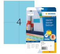 HERMA Self Adhesive Coloured Labels, 4 Labels per A4 Sheet, 640 Sheets, 105 x 148 mm, 2560 Labels, Blank Removable Colour Labels Stickers, Sticky Labels for Laser & Inkjet Printer, Blue