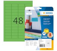 HERMA Self Adhesive Coloured Labels - 48 per A4 Sheet, 20 Sheets, 45.7 x 21.2 mm, 960 Total, Removable Stickers for Laser & Inkjet Printers, Green