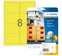HERMA Self Adhesive Coloured Labels, 8 Labels per A4 Sheet, 640 Sheets, 99.1 x 67.7 mm, 5120 Labels, Blank Colour Labels Stickers, Sticky Labels for Laser & Inkjet Printer, Neon Yellow