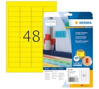 HERMA Self Adhesive Coloured Labels, 960 Labels (48 per A4 Sheet, 20 Sheets), 45.7 x 21.2 mm, Yellow Removable Colour Stickers for Laser & Inkjet Printers