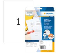 HERMA Self Adhesive Correction Labels, 1 Label per A4 Sheet, 25 Sheets, 210 x 297 mm, 25 Labels, Blank Opaque Labels Stickers, Sticky Labels for Laser & Inkjet Printer, White