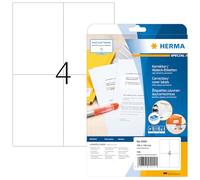 HERMA Self Adhesive Correction Labels, 4 Labels per A4 Sheet, 25 Sheets, 105 x 148 mm, 100 Labels, Blank Opaque Labels Stickers, Sticky Labels for Laser & Inkjet Printer, White