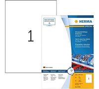 HERMA Self Adhesive Film Labels, 1 Label per A4 Sheet, 80 Sheets, 210 x 297 mm, 80 Labels, Blank Weatherproof Labels Stickers, Sticky Labels for Laser & Inkjet Printer, White