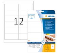 HERMA Self Adhesive Film Labels, 12 Labels per A4 Sheet, 320 Sheets, 99.1 x 42.3 mm, 3840 Labels, Blank Weatherproof Labels Stickers, Sticky Labels for Laser & Inkjet Printer, White
