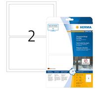 HERMA Self Adhesive Film Labels, 2 Labels per A4 Sheet, 25 Sheets, 190 x 135 mm, 50 Labels, Blank Weatherproof Labels Stickers, Sticky Labels for Laser & Inkjet Printer, White