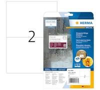 HERMA Self Adhesive Film Labels, 2 Labels per A4 Sheet, 25 Sheets, 210 x 148 mm, 50 Labels, Blank Weatherproof Labels Stickers, Sticky Labels for Laser & Inkjet Printer, White