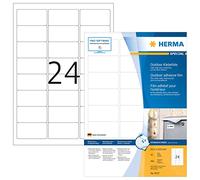 HERMA Self Adhesive Film Labels, 24 Labels per A4 Sheet, 40 Sheets, 63.5 x 33.9 mm, 960 Labels, Blank Weatherproof Labels Stickers, Sticky Labels for Laser & Inkjet Printer, White