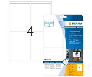 HERMA Self Adhesive Film Labels, 4 Labels per A4 Sheet, 320 Sheets, 99.1 x 139 mm, 1280 Labels, Blank Weatherproof Labels Stickers, Sticky Labels for Laser & Inkjet Printer, White