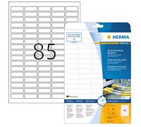 HERMA Self Adhesive Film Labels, 85 Labels per A4 Sheet, 800 Sheets, 37 x 13 mm, 68000 Labels, Blank Weatherproof Labels Stickers, Sticky Labels for Laser & Inkjet Printer, White