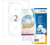 HERMA Self Adhesive Full Face CD Labels, 2 Labels per A4 Sheet, 1400 Sheets, Ø 116 mm, 2800 Labels, Blank Opaque DVD Labels Stickers, Sticky Labels for Laser & Inkjet Printer, White