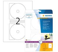 HERMA Self Adhesive Full Face CD Labels, 2 Labels per A4 Sheet, 320 Sheets, Ø 116 mm, 640 Labels, Blank Opaque DVD Labels Stickers, Sticky Labels for Laser & Inkjet Printer, White