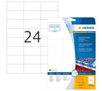 HERMA Self Adhesive Heavy Duty Weatherproof Foil Labels, 24 Labels Per A4 Sheet,