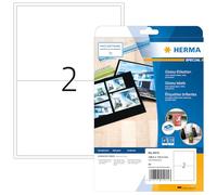 HERMA Self Adhesive High Gloss Labels, 2 Labels per A4 Sheet, 25 Sheets, 199.6 x 143.5 mm, 50 Labels, Blank Photo Quality Labels Stickers, Sticky Labels for Laser Printer, White