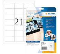 HERMA Self Adhesive High Gloss Labels, 21 Labels per A4 Sheet, 800 Sheets, 63.5 x 38.1 mm, 16800 Labels, Blank Photo Quality Labels Stickers, Sticky Labels for Laser Printer, White