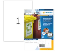 HERMA Self Adhesive Inkjet Labels, 1 Label per A4 Sheet, 560 Sheets, 210 x 297 mm, 560 Labels, Blank Weatherproof Film Labels Stickers, Sticky Labels for Inkjet Printer, White