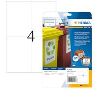 HERMA Self Adhesive Inkjet Labels, 4 Labels per A4 Sheet, 10 Sheets, 105 x 148 mm, 40 Labels, Blank Weatherproof Film Labels Stickers, Sticky Labels for Inkjet Printer, White