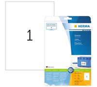 HERMA Self Adhesive Multipurpose Labels, 1 Label per A4 Sheet, 10 Sheets, 210 x 297 mm, 10 Labels, Blank Universal Labels Stickers, Sticky Labels for Laser & Inkjet Printer, White