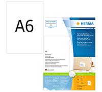 HERMA Self Adhesive Multipurpose Labels, 1 Label per A6 Sheet, 6400 Sheets, 105 x 148 mm, 6400 Labels, Blank Universal Labels Stickers, Sticky Labels for Laser & Inkjet Printer, White