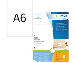 HERMA Self Adhesive Multipurpose Labels, 1 Label per A6 Sheet, 6400 Sheets, 105 x 148 mm, 6400 Labels, Blank Universal Labels Stickers, Sticky Labels for Laser & Inkjet Printer, White