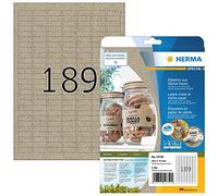 HERMA Self Adhesive Multipurpose Labels, 189 Labels per A4 Sheet, 20 Sheets, 25.4 x 10 mm, 3780 Labels, Blank Universal Stickers, Sticky Silphie Labels for Laser & Inkjet Printer, Natural Brown