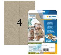 HERMA Self Adhesive Multipurpose Labels, 4 Labels per A4 Sheet, 20 Sheets, 105 x 148 mm, 80 Labels, Blank Universal Stickers, Sticky Silphie Labels for Laser & Inkjet Printer, Natural Brown