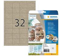 HERMA Self Adhesive Multipurpose Labels, 640 Natural Brown Kraft Paper Look Silphie Stickers, 20 Sheets of 32 Labels Each, 48.3 x 33.8 mm, Ideal for Laser & Inkjet Printers