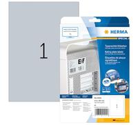 HERMA Self Adhesive Name Plate Film Labels, 1 Label per A4 Sheet, 25 Sheets, 210 x 297 mm, 25 Labels, Weatherproof Labels Stickers, Sticky Labels for Laser & Inkjet Printer, Metallic Silver
