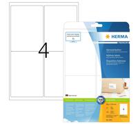 HERMA Self Adhesive Shipping Labels, 4 Labels per A4 Sheet, 25 Sheets, 99.1 x 139 mm, 100 Labels, Blank Parcel Labels Stickers, Sticky Labels for Laser & Inkjet Printer, White
