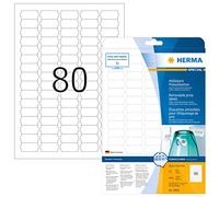 HERMA Self Adhesive Price Labels, 80 Labels per A4 Sheet, 25 Sheets, 35.6 x 16.9 mm, 2000 Labels, Blank Removable Pricing Labels Stickers, Sticky Labels for Laser & Inkjet Printer, White
