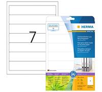 HERMA Self Adhesive Recycled Spine Labels, 7 Labels per A4 Sheet, 20 Sheets, 192 x 38 mm, 140 Labels, Blank Lever Arch File Folder Stickers, Labels for Laser & Inkjet Printer, Natural White