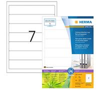 HERMA Self Adhesive Recycled Spine Labels, 7 Labels per A4 Sheet, 80 Sheets, 192 x 38 mm, 560 Labels, Blank Lever Arch File Folder Stickers, Labels for Laser & Inkjet Printer, Natural White