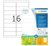 HERMA Self Adhesive Recycling Labels, 16 Labels per A4 Sheet, 80 Sheets, 99.1 x 33.8 mm, 1280 Labels, 100% Recycled Paper Labels Stickers, Sticky Labels for Laser & Inkjet Printer, Natural White