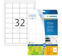 HERMA Self Adhesive Recycling Labels, 32 Labels per A4 Sheet, 20 Sheets, 48.3 x 33.8 mm, 640 Labels, 100% Recycled Paper Labels Stickers, Sticky Labels for Laser & Inkjet Printer, Natural White