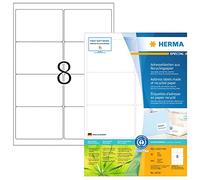 HERMA Self Adhesive Recycling Labels, 8 Labels per A4 Sheet, 80 Sheets, 99.1 x 67.7 mm, 640 Labels, 100% Recycled Paper Labels Stickers, Sticky Labels for Laser & Inkjet Printer, Natural White