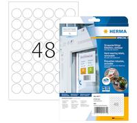 HERMA Self Adhesive Removable Film Labels, 48 Labels per A4 Sheet, 20 Sheets, Ø 30 mm, 960 Labels, Blank Weatherproof Round Labels Stickers, Sticky Dots for Laser & Inkjet Printer, White