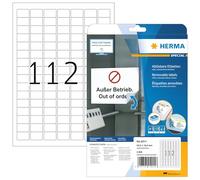 HERMA Self Adhesive Removable Labels, 112 Labels per A4 Sheet, 800 Sheets, 25.4 x 16.9 mm, 89600 Labels, Blank Multipurpose Labels Stickers, Sticky Labels for Laser & Inkjet Printer, White