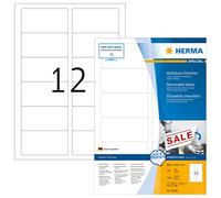 HERMA Self Adhesive Removable Labels, 12 Labels per A4 Sheet, 100 Sheets, 88.9 x 46.6 mm, 1200 Labels, Blank Multipurpose Labels Stickers, Sticky Labels for Laser & Inkjet Printer, White