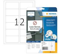 HERMA Self Adhesive Removable Labels, 12 Labels per A4 Sheet, 800 Sheets, 88.9 x 46.6 mm, 9600 Labels, Blank Multipurpose Labels Stickers, Sticky Labels for Laser & Inkjet Printer, White
