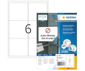 HERMA Self Adhesive Removable Labels, 6 Labels per A4 Sheet, 1400 Sheets, 99.1 x 93.1 mm, 8400 Labels, Blank Multipurpose Labels Stickers, Sticky Labels for Laser & Inkjet Printer, White