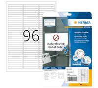 HERMA Self Adhesive Removable Multi-Purpose Labels, 96 Labels Per A4 Sheet, 2400