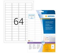 HERMA Self Adhesive Removable Multi-Purpose Labels, 64 Labels Per A4 Sheet, 1600