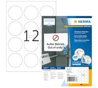 HERMA Self Adhesive Removable Round Labels, 12 Labels per A4 Sheet, 1400 Sheets, Ø 60 mm, 16800 Labels, Blank Multipurpose Labels Stickers, Sticky Dots for Laser & Inkjet Printer, White