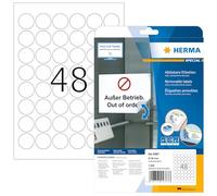 HERMA Self Adhesive Removable Round Labels, 48 Labels per A4 Sheet, 25 Sheets, Ø 30 mm, 1200 Labels, Blank Multipurpose Labels Stickers, Sticky Dots for Laser & Inkjet Printer, White