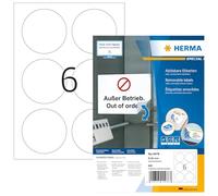HERMA Self Adhesive Removable Round Labels, 6 Labels per A4 Sheet, 1400 Sheets, Ø 85 mm, 8400 Labels, Blank Multipurpose Labels Stickers, Sticky Dots for Laser & Inkjet Printer, White