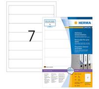 HERMA Self Adhesive Removable Spine Labels, 7 Labels per A4 Sheet, 1400 Sheets, 192 x 38 mm, 9800 Labels, Blank Lever Arch File Folder Stickers, Sticky Labels for Laser & Inkjet Printer, White