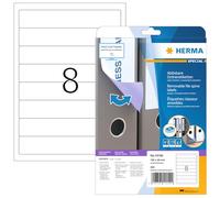 HERMA Self Adhesive Removable Spine Labels, 8 Labels per A4 Sheet, 25 Sheets, 192 x 34 mm, 200 Labels, Blank Lever Arch File Folder Stickers, Sticky Labels for Laser & Inkjet Printer, White