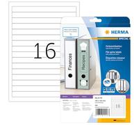 HERMA Self Adhesive Spine Labels, 16 Labels per A4 Sheet, 800 Sheets, 192 x 16.9 mm, 12800 Labels, Blank Lever Arch File Folder Labels Stickers, Sticky Labels for Laser & Inkjet Printer, White
