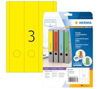 HERMA Self Adhesive Spine Labels, 3 Labels per A4 Sheet, 20 Sheets, 61 x 297 mm, 60 Labels, Blank Lever Arch File Folder Labels Stickers, Sticky Labels for Laser & Inkjet Printer, Yellow