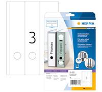 HERMA Self Adhesive Spine Labels, 3 Labels per A4 Sheet, 25 Sheets, 61 x 297 mm, 75 Labels, Blank Lever Arch File Folder Labels Stickers, Sticky Labels for Laser & Inkjet Printer, White